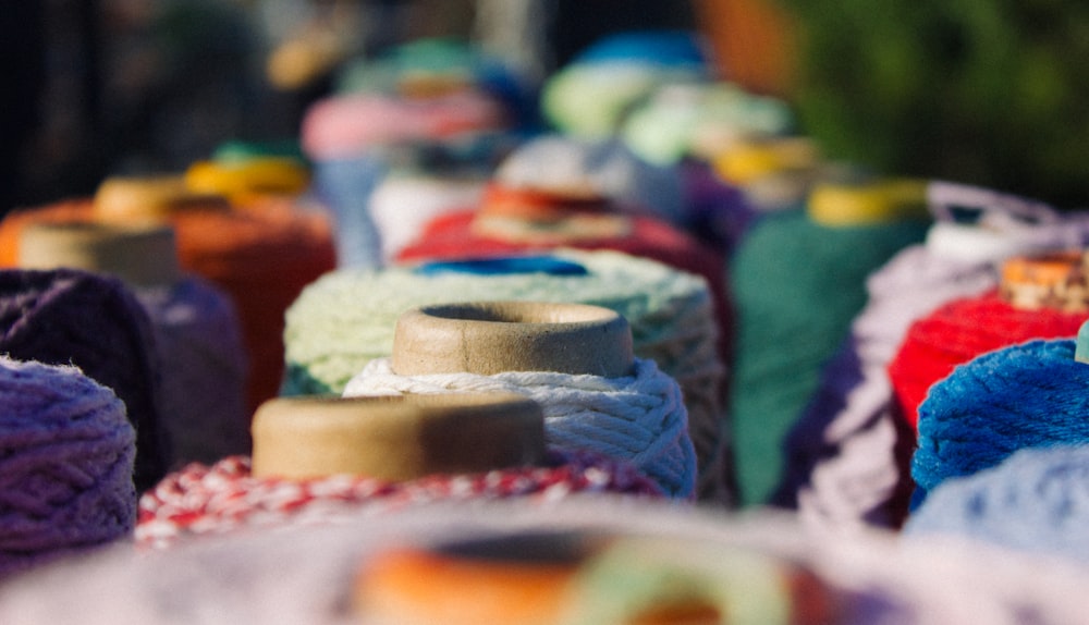 assorted-color yarns