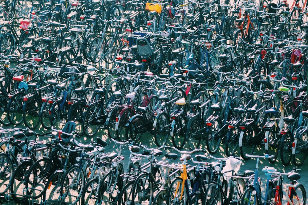 multi colored bicycles