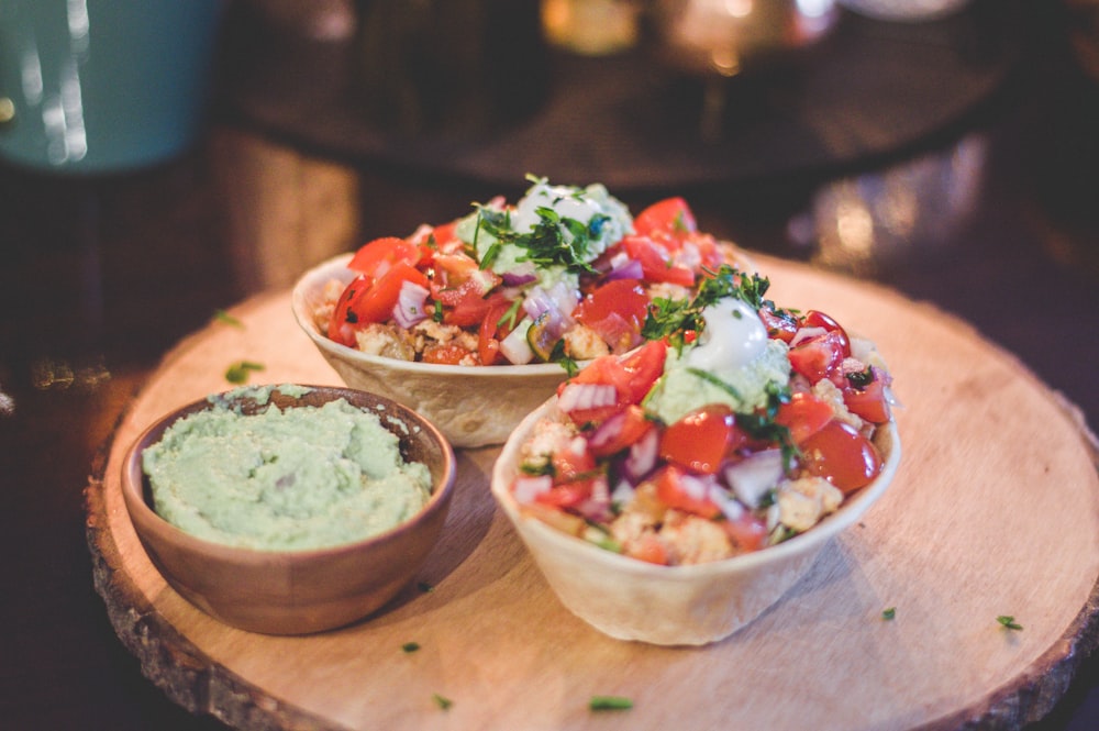 cooked dish in bowls