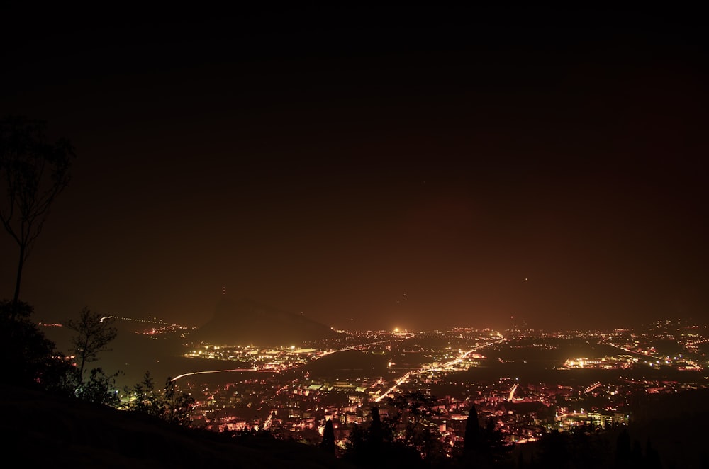 aerial photography of city during night