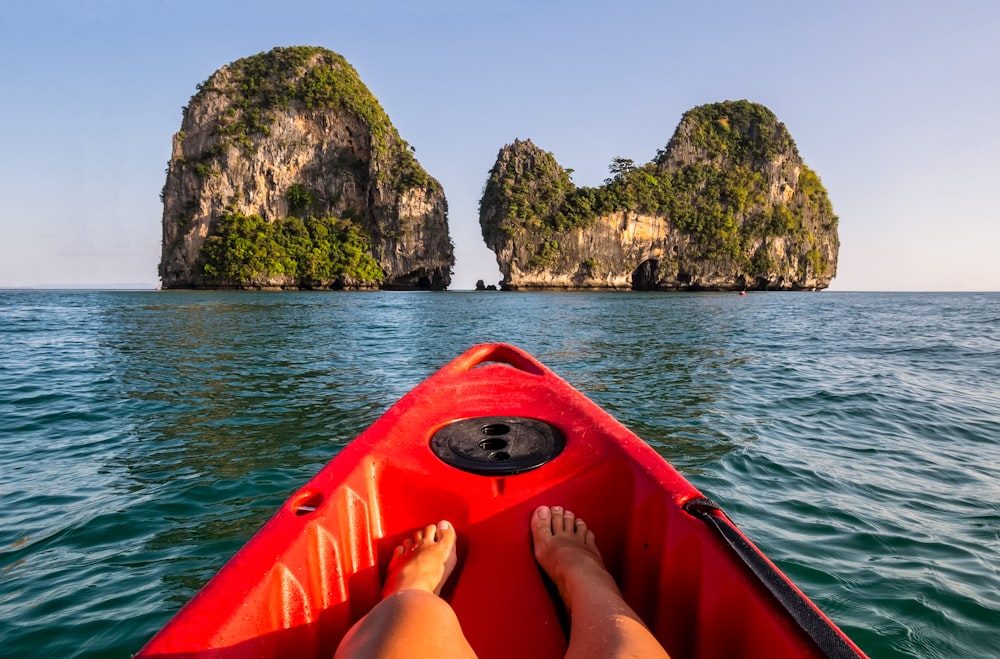 red canoe boat