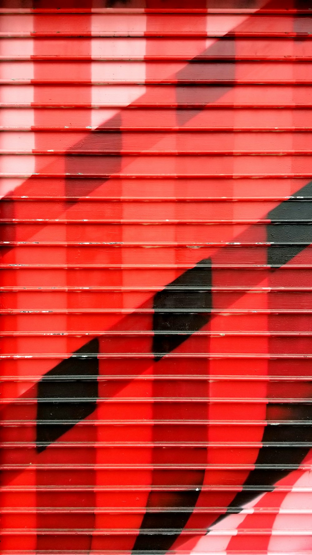 closed red roll-up door