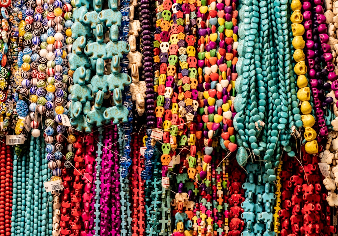 assorted beaded jewelry on display