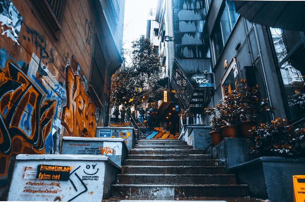 black metal stair