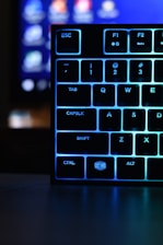 black and blue computer keyboard
