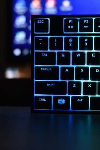 black and blue computer keyboard