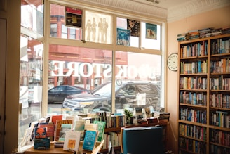 brown wooden book shelf
