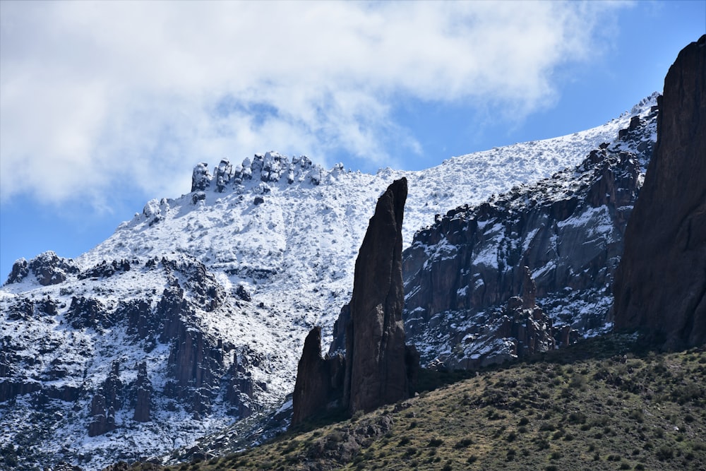 snow covered rocky mountain