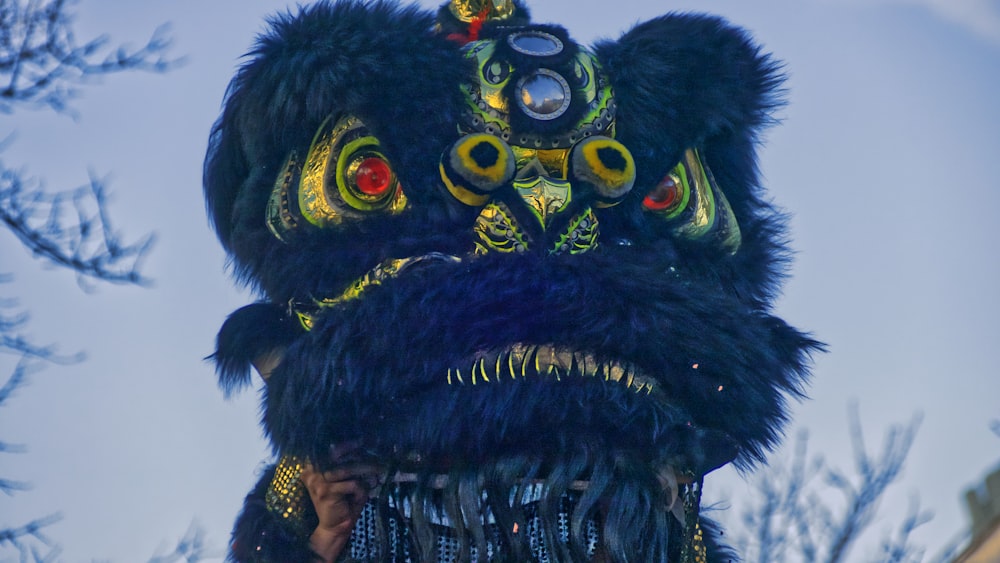 black Chinese dragon with red eye