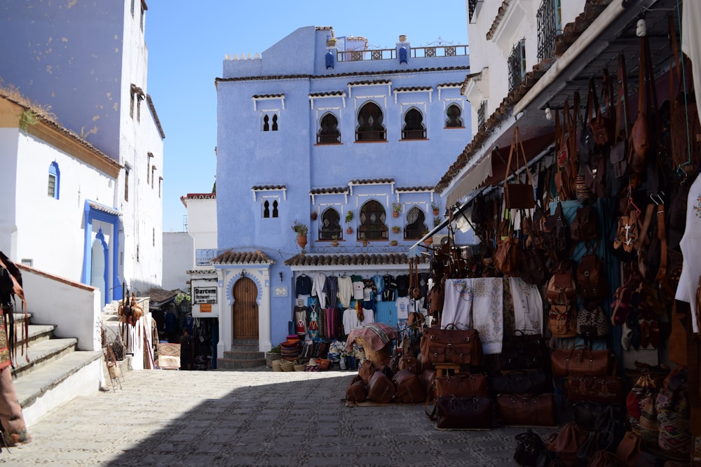 blue buildings