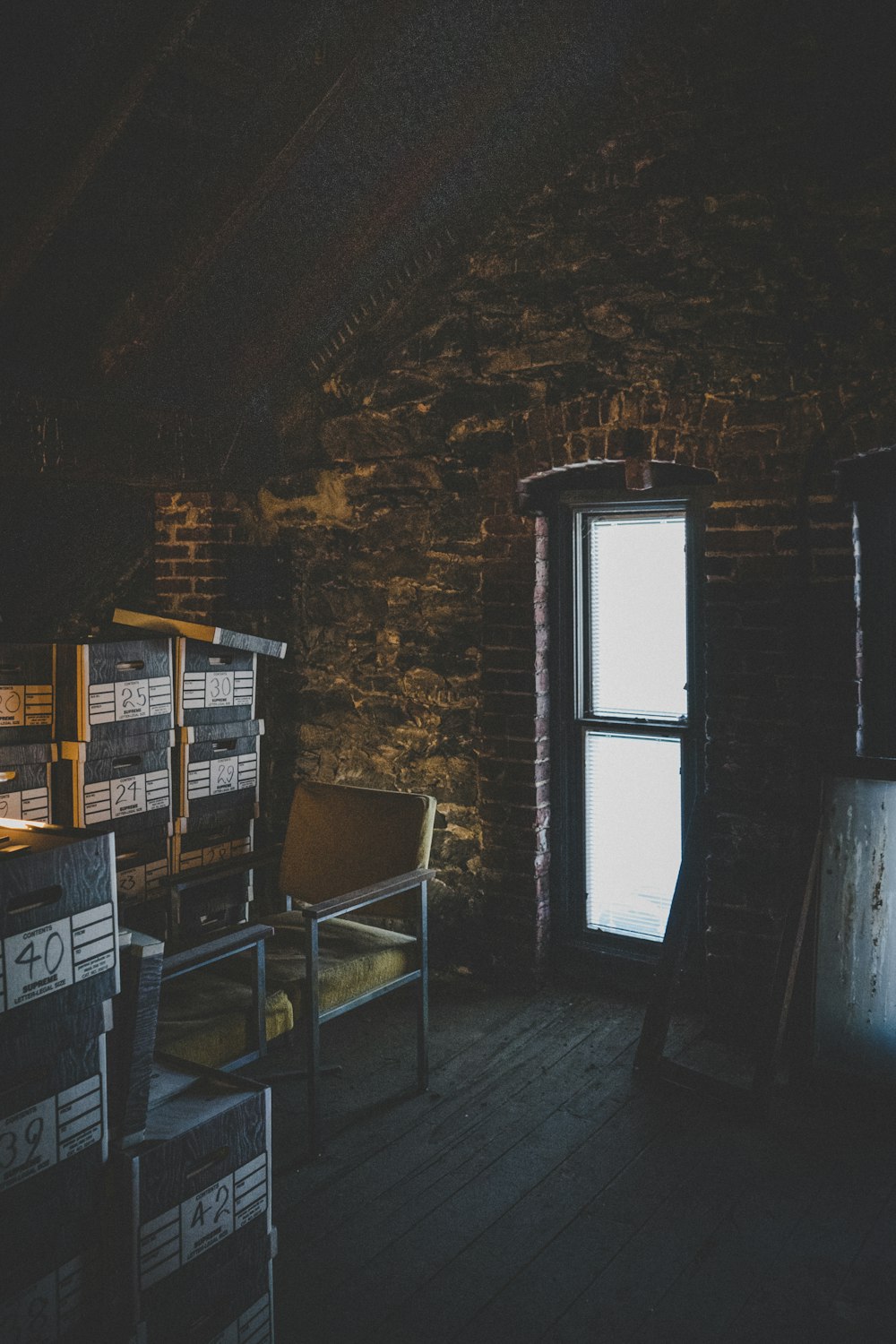 empty chair near window