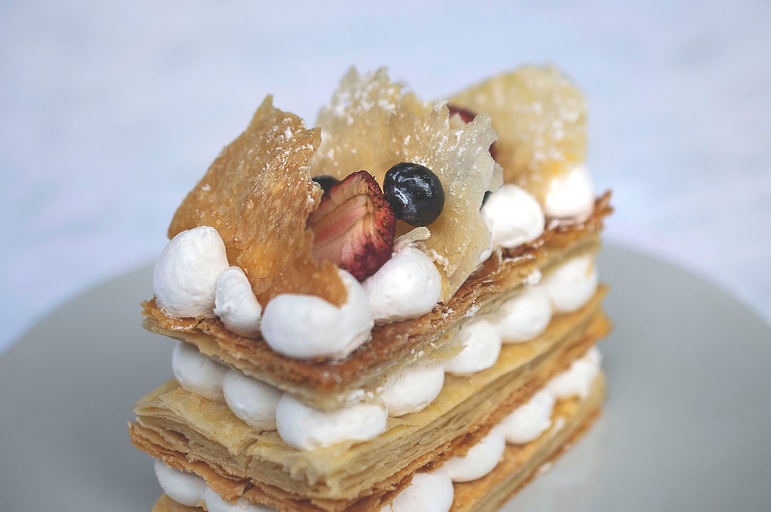 sliced cake with berries