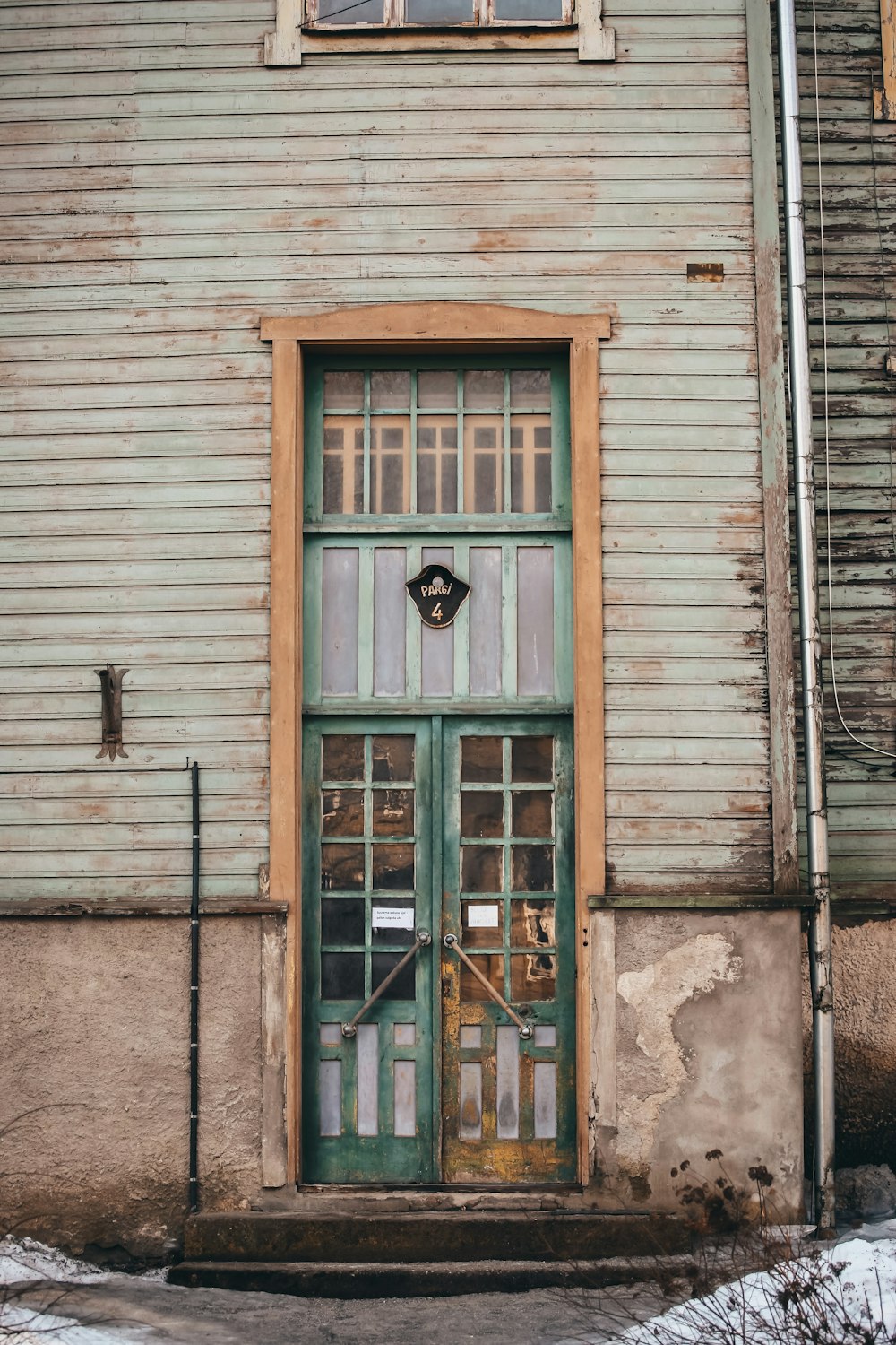 closed green door