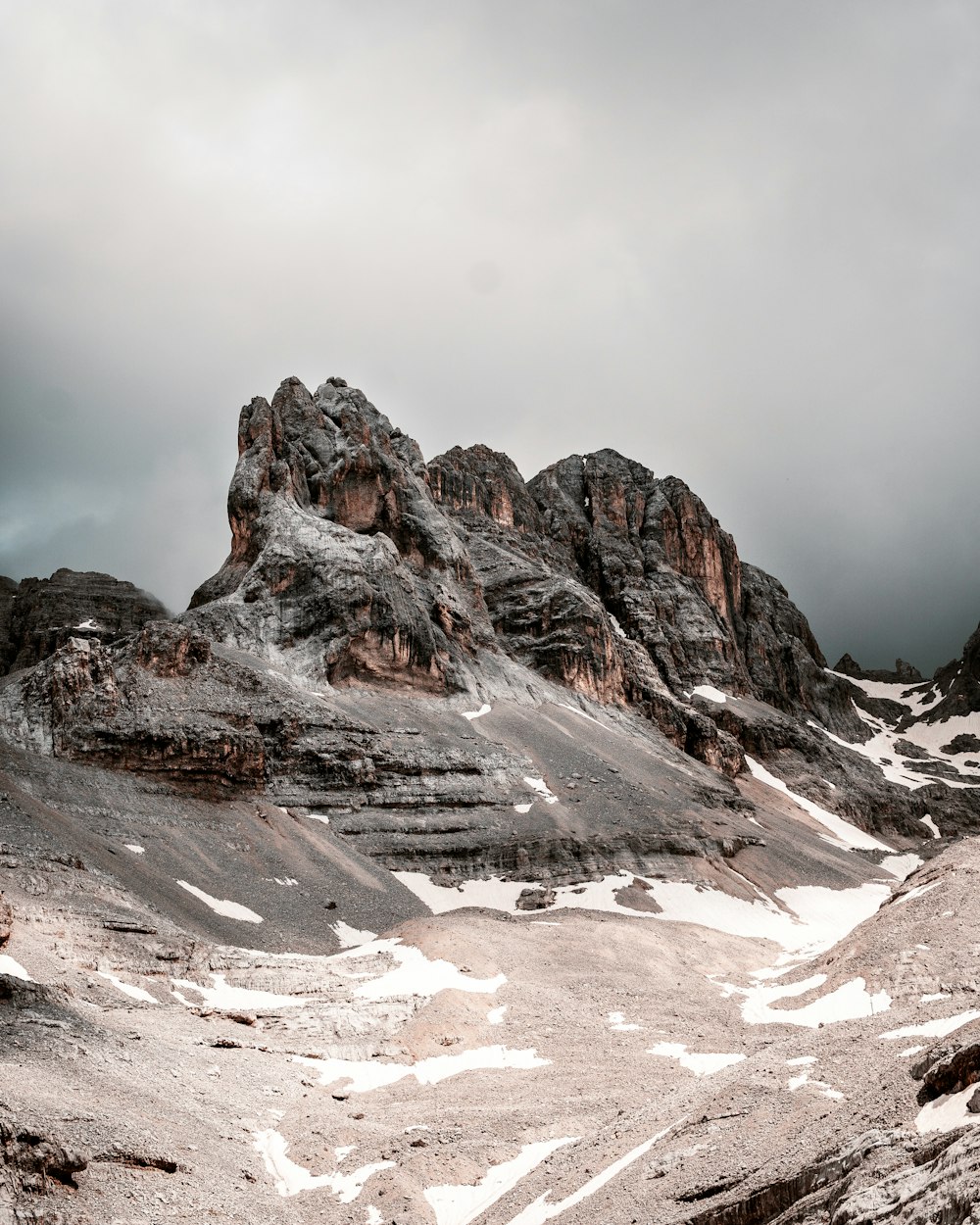 snow covered rock formation