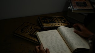 person holding quran book