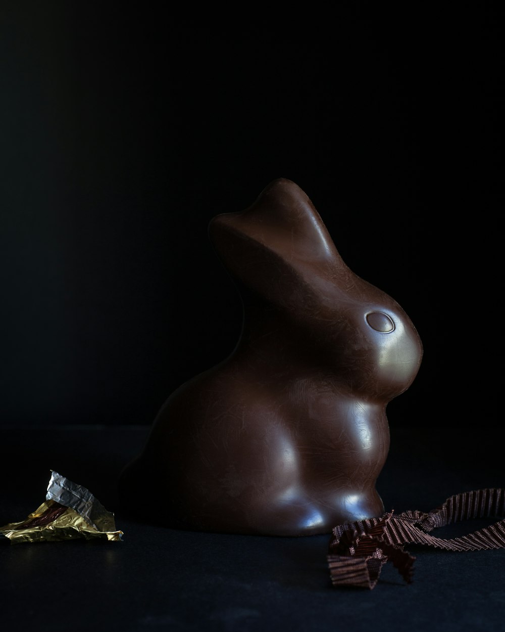 bunny chocolate on black sufrace