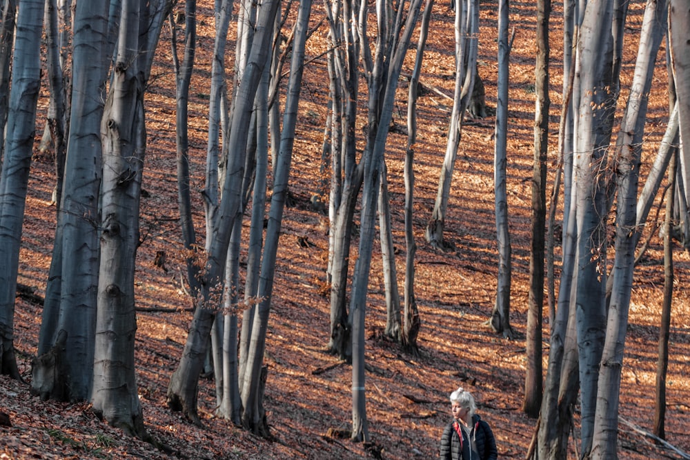 woman walking on forest during daytime