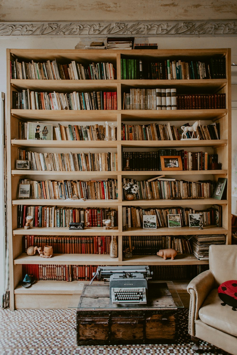 brown wooden bookshelf