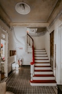 white and red staircase