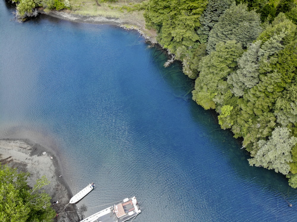 aerial view of river dock