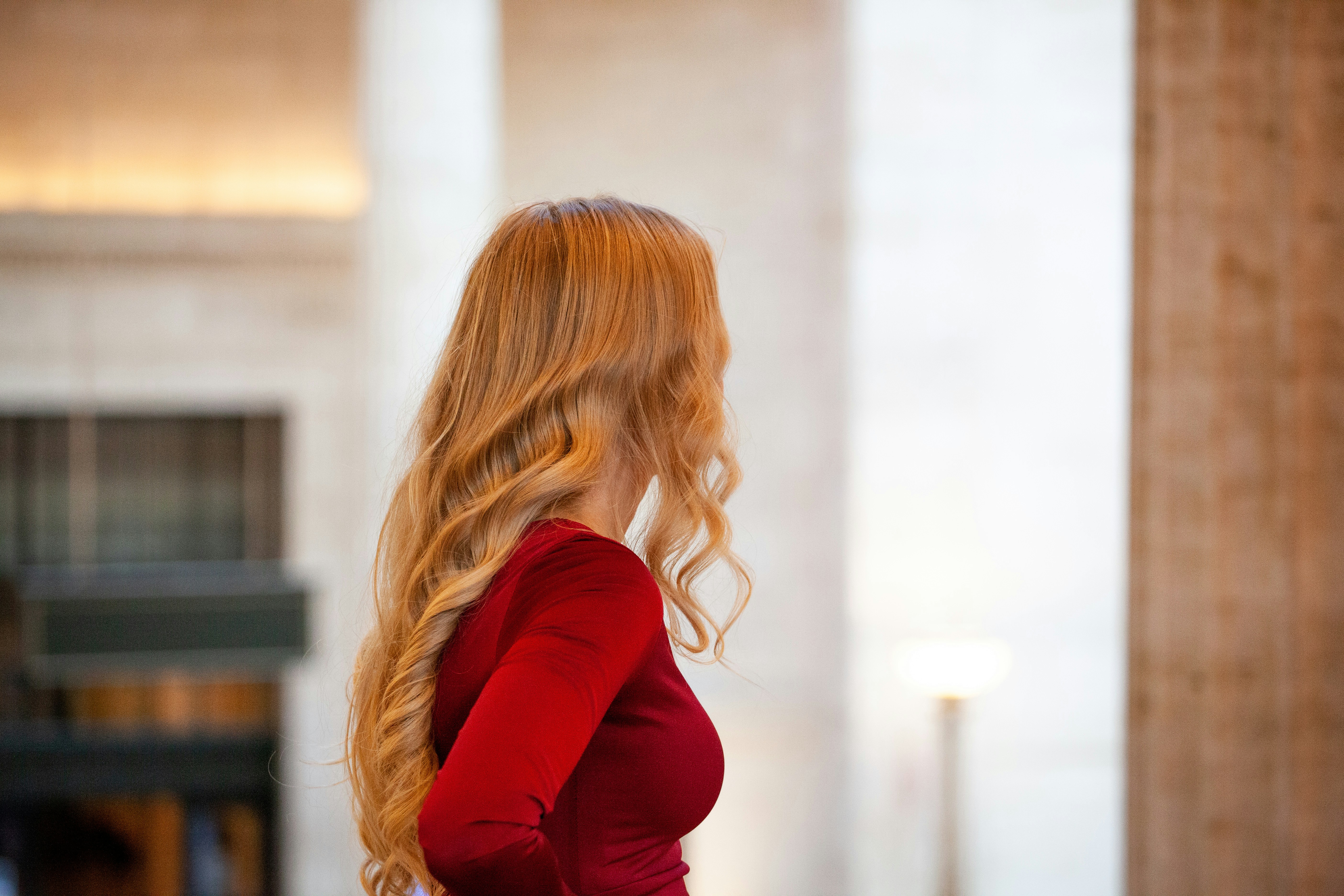 standing woman in building