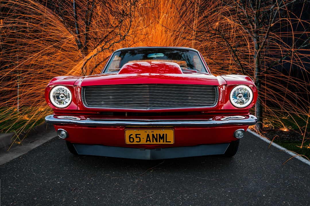 red classic car in high saturation photography