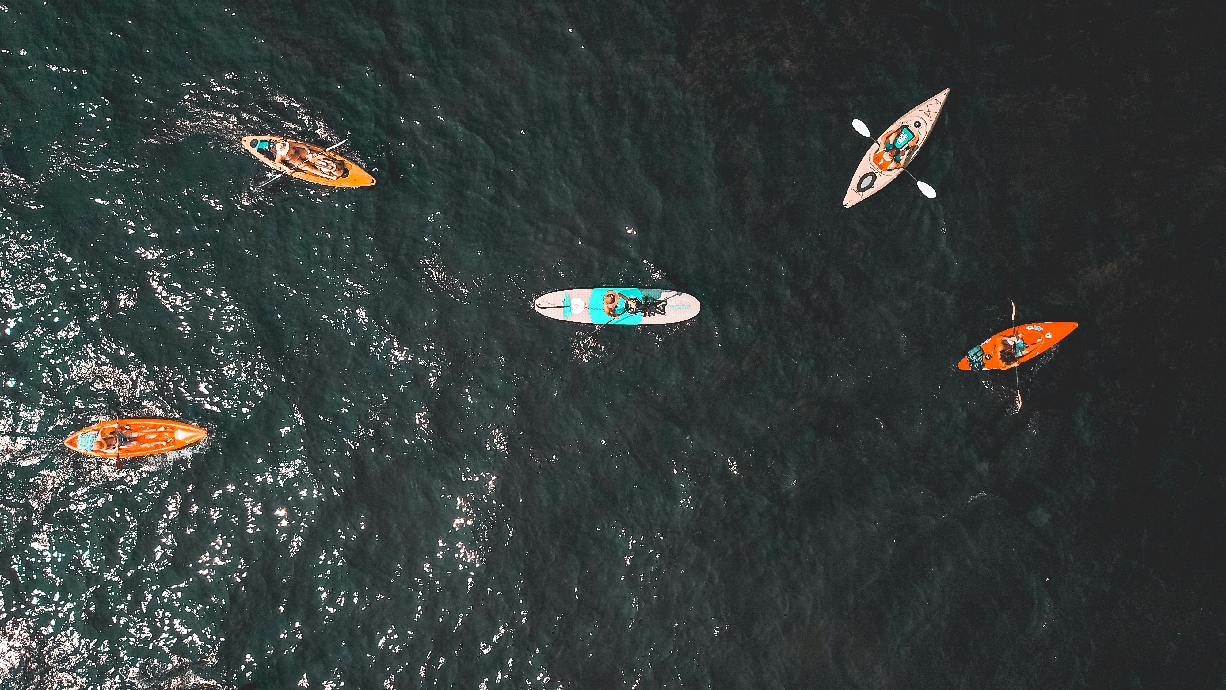 aerial people riding kayats