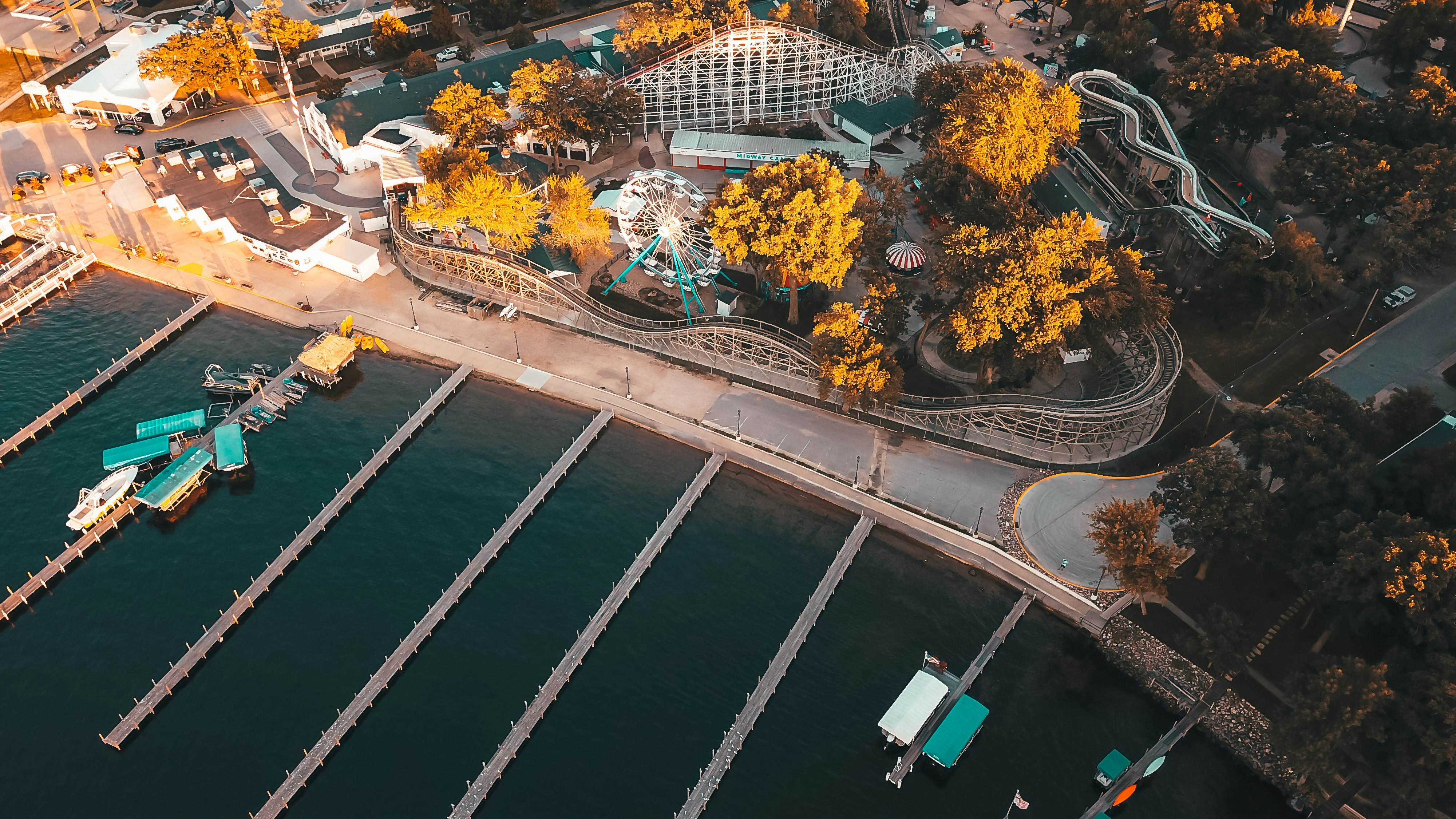 body of water near building in aerial photography