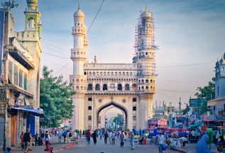 people in busy city square