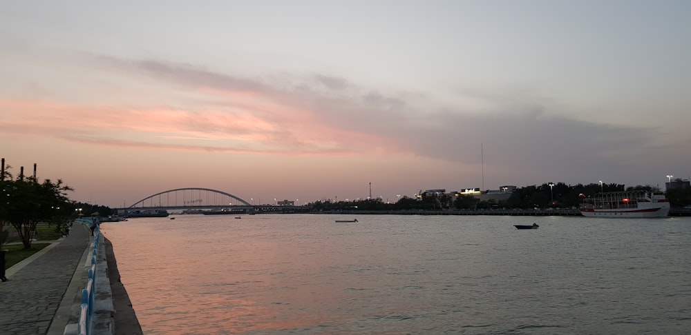 landscape photography of an iron bridge