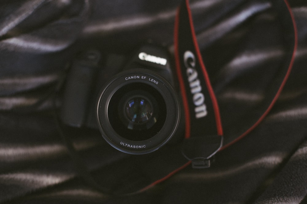 black Canon EOS camera