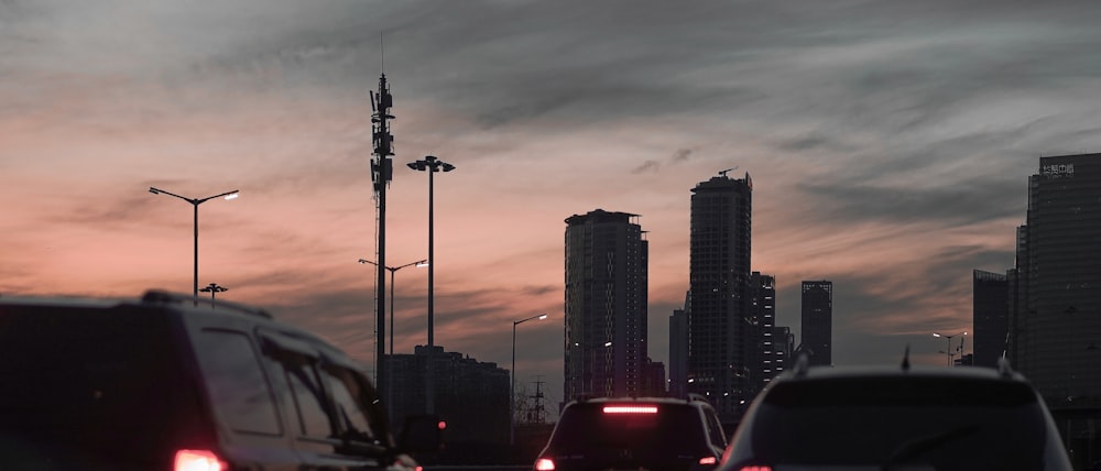 vehicles on road at night