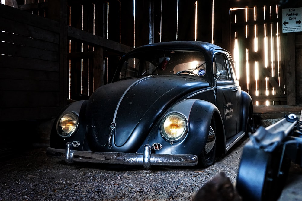 parked black bettle