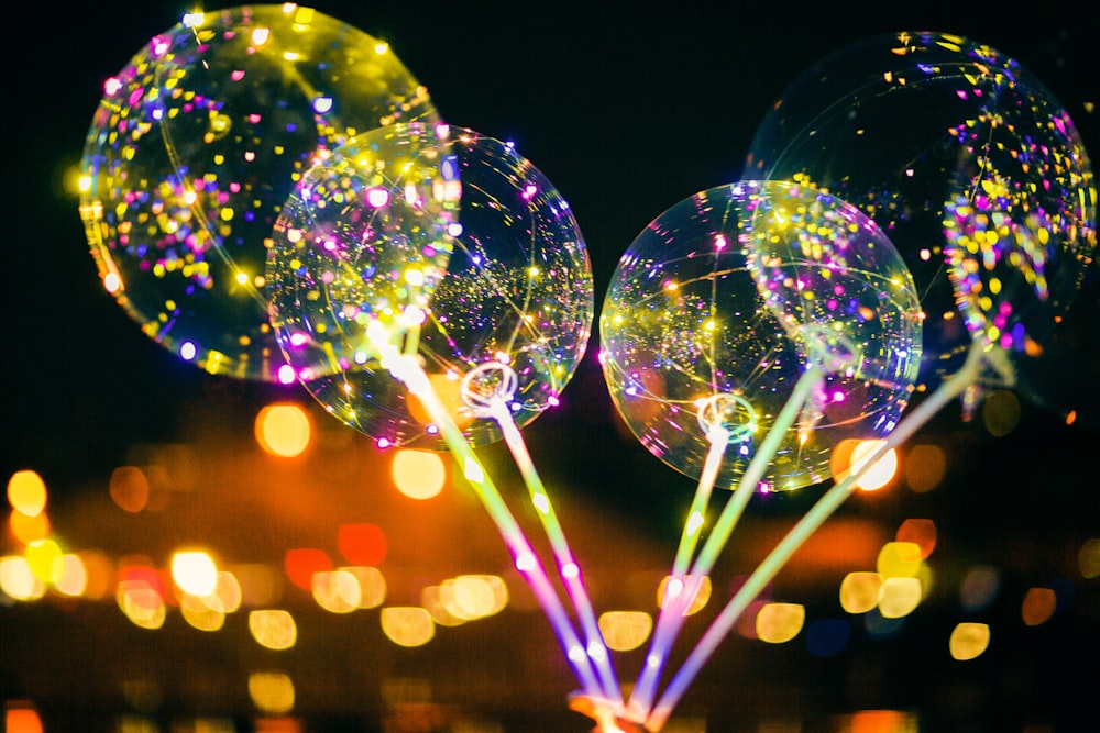 bokeh photography of bubbles