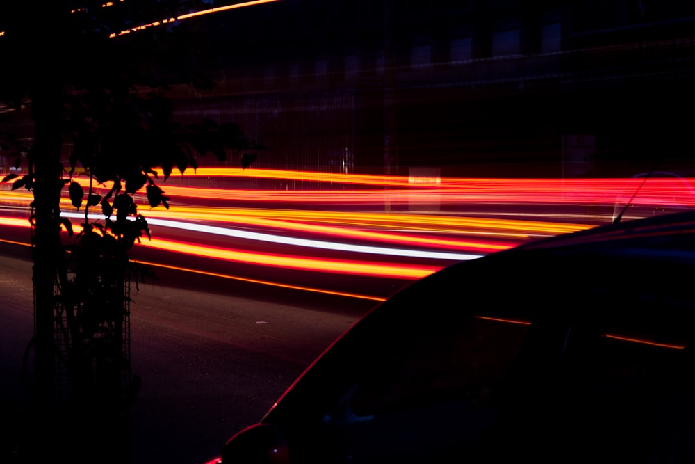 long exposure photography of vehicle lights