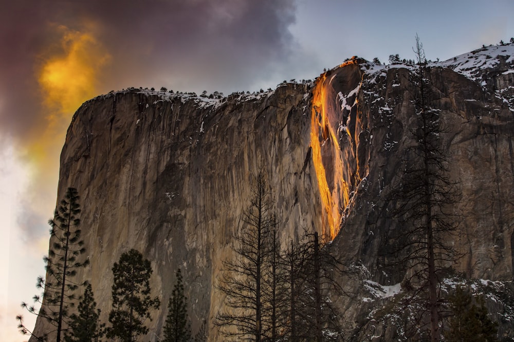 rock formation with lava during daytime