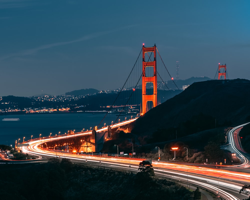 long exposure photography of road path with lights