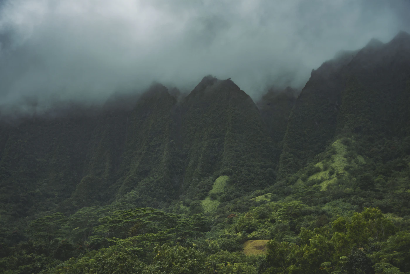 Dark storm clouds building over the Pacific as Hawaii residents prepare for Tropical Storm Nolo