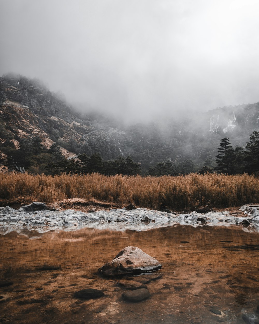 landscape photography of brown land field