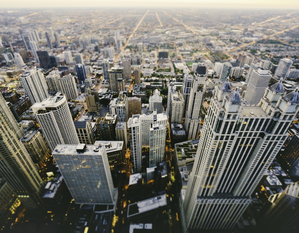 aerial photo of city buildings