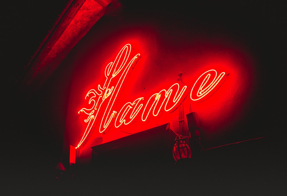 Flame neon light signage