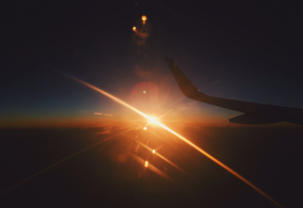 airplane during golden hour