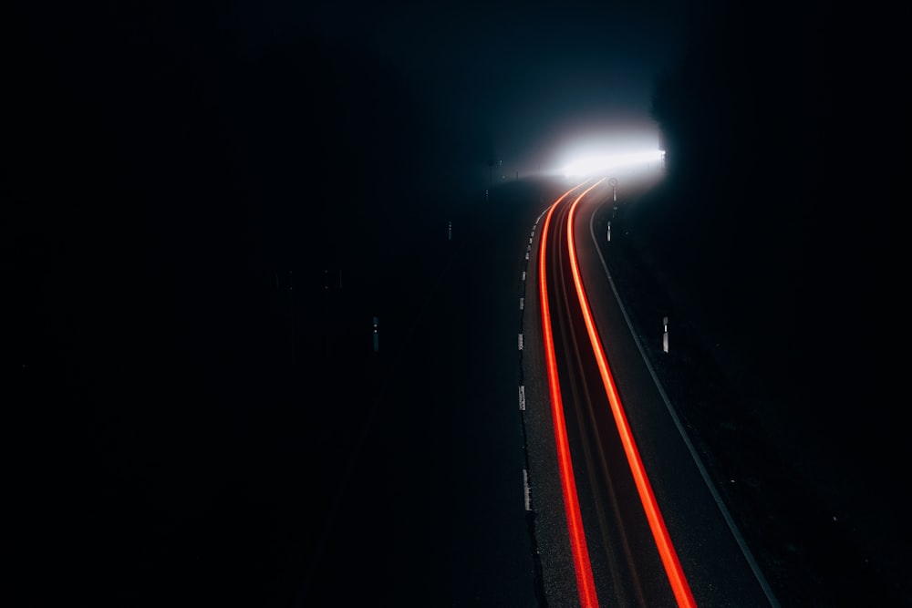 concrete road during night