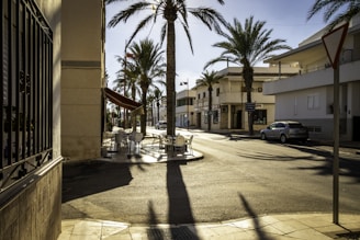 Quiet street café scene in Krabi with warm morning light and minimal crowds