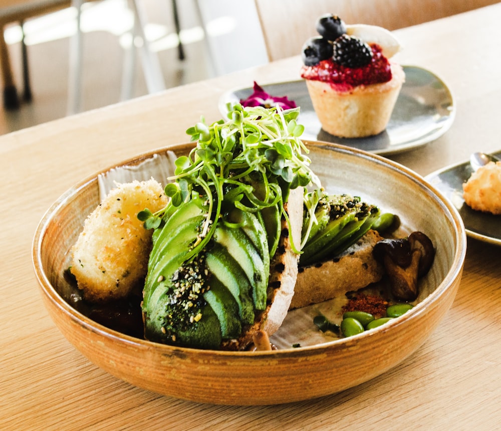 bowl of bread and vegetables