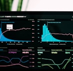 graphs of performance analytics on a laptop screen