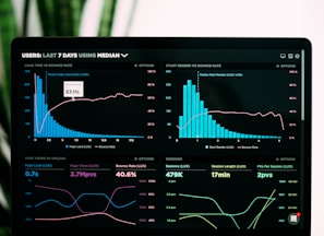 graphs of performance analytics on a laptop screen
