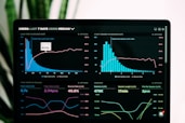 graphs of performance analytics on a laptop screen