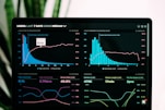 graphs of performance analytics on a laptop screen