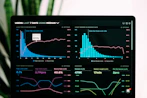 graphs of performance analytics on a laptop screen